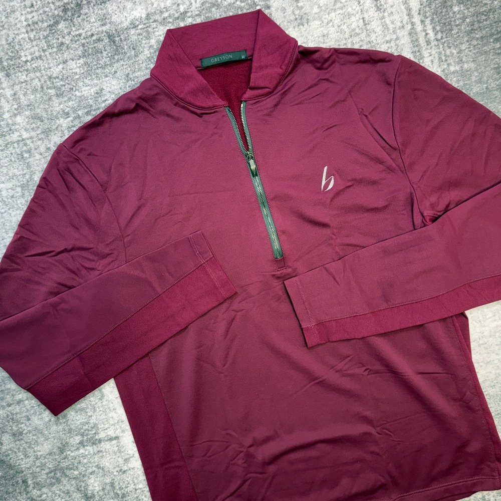 Greyson Golf 1/4 Zip Pullover Mens Medium Maroon Wine Lightweight Fleece Blade